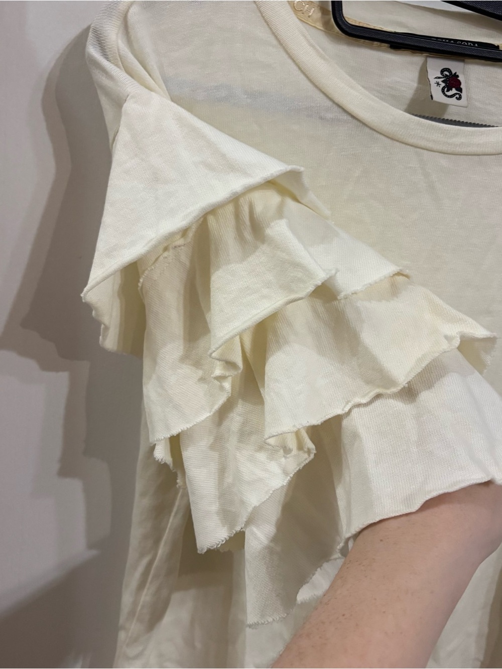 Scotch and Soda Cream Shirt with Tiered Ruffle Sleeves - Picture 3 of 8